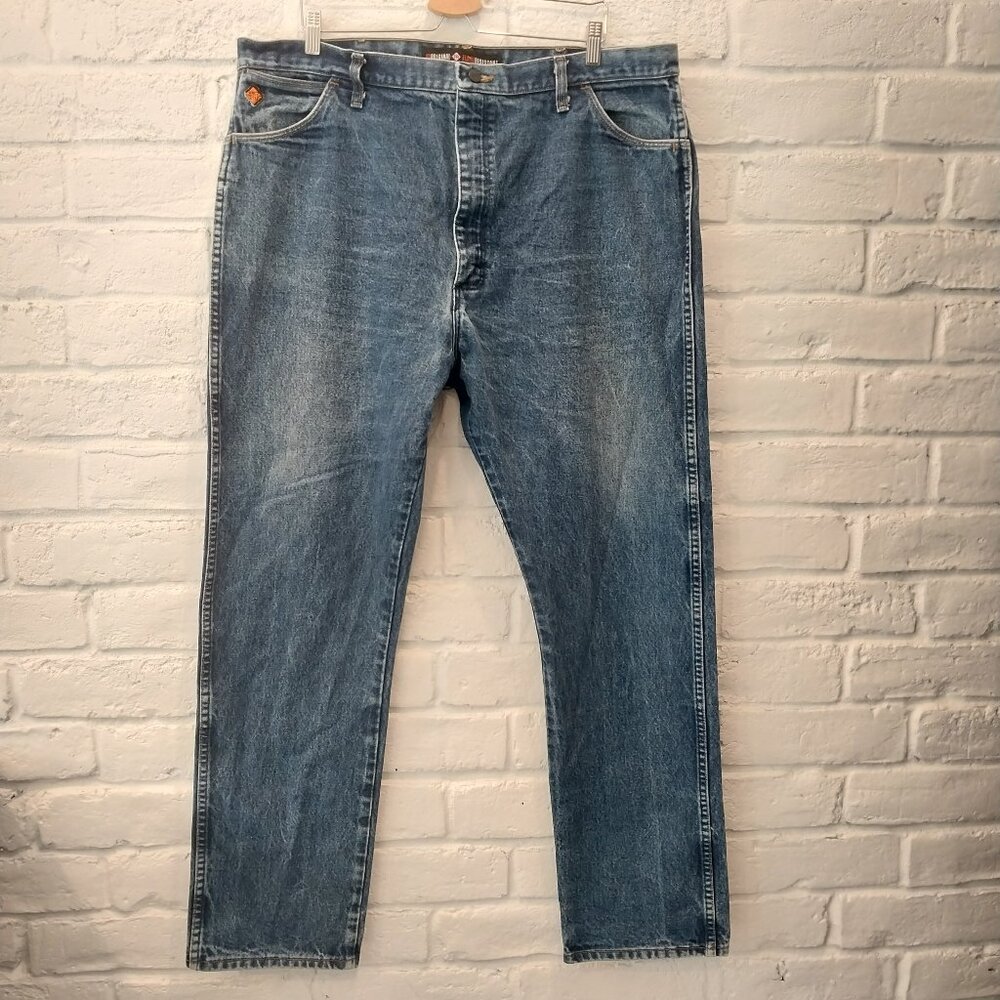 Wrangler FR Jeans Mens 42x34 Blue Flame Resistant 13MWZ Original Fit ARC Denim,